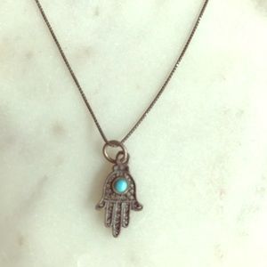 Hamsa turquoise pendant necklace